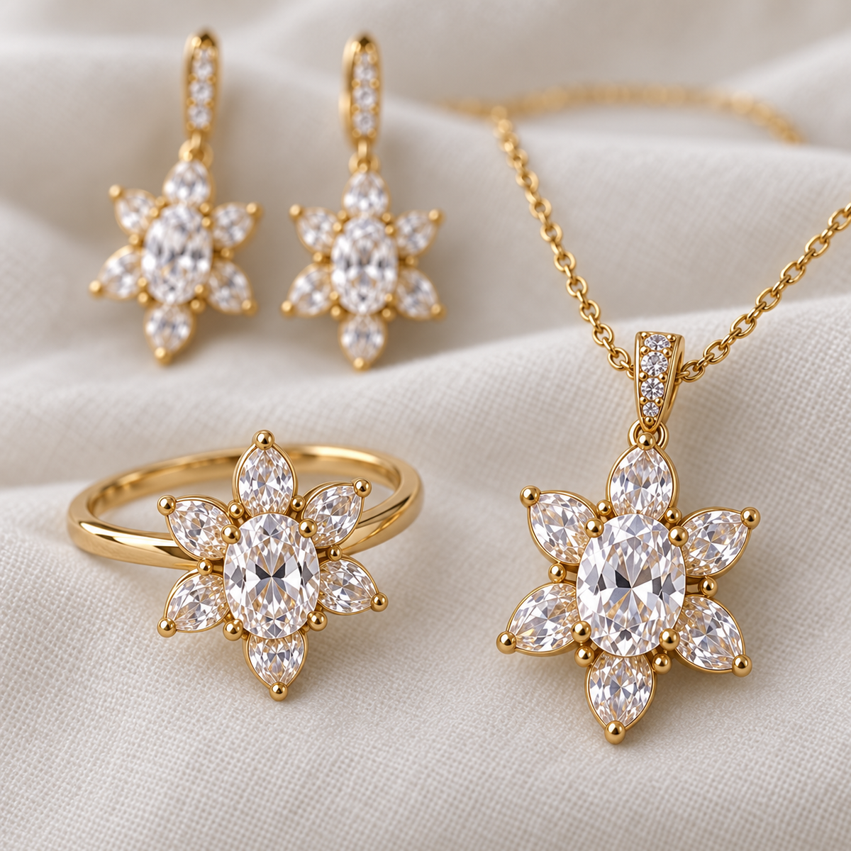 Imperial Bloom matching ring and pendant setting detail