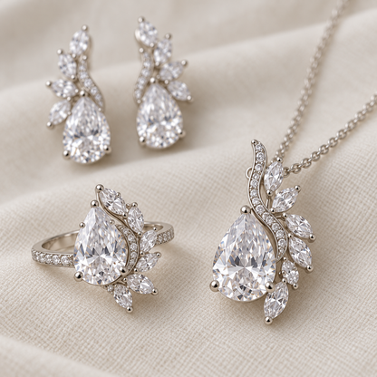 Celeste Cascade matching ring and pendant setting detail