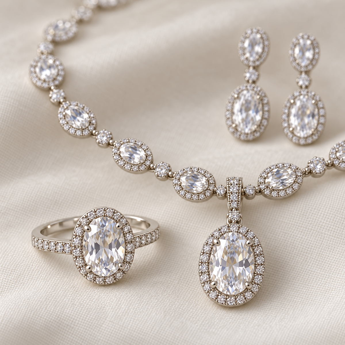 Royal River matching ring and pendant setting detail