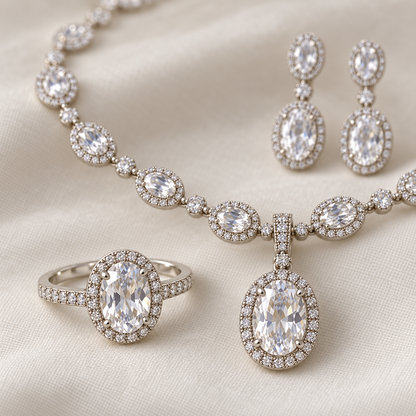 Royal River matching ring and pendant setting detail