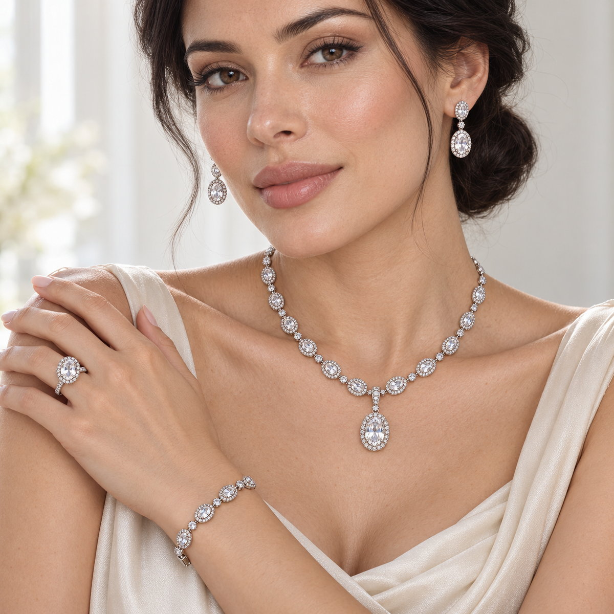 Royal River four-piece jewelry set wearing