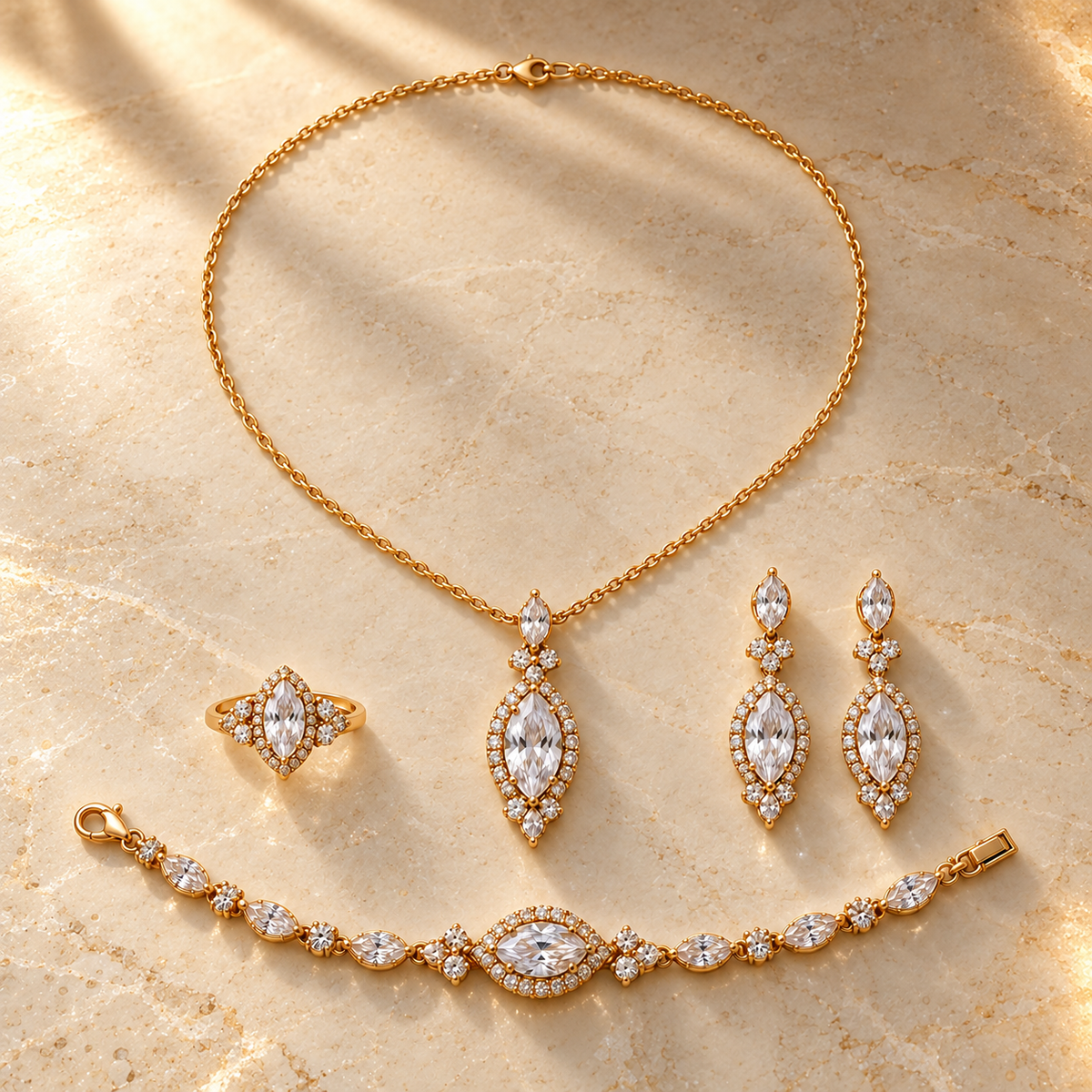 Succrealpu® Aurelia Crown four-piece jewelry set
