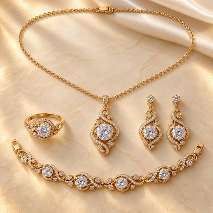 Succrealpu® Golden Reverie four-piece jewelry set
