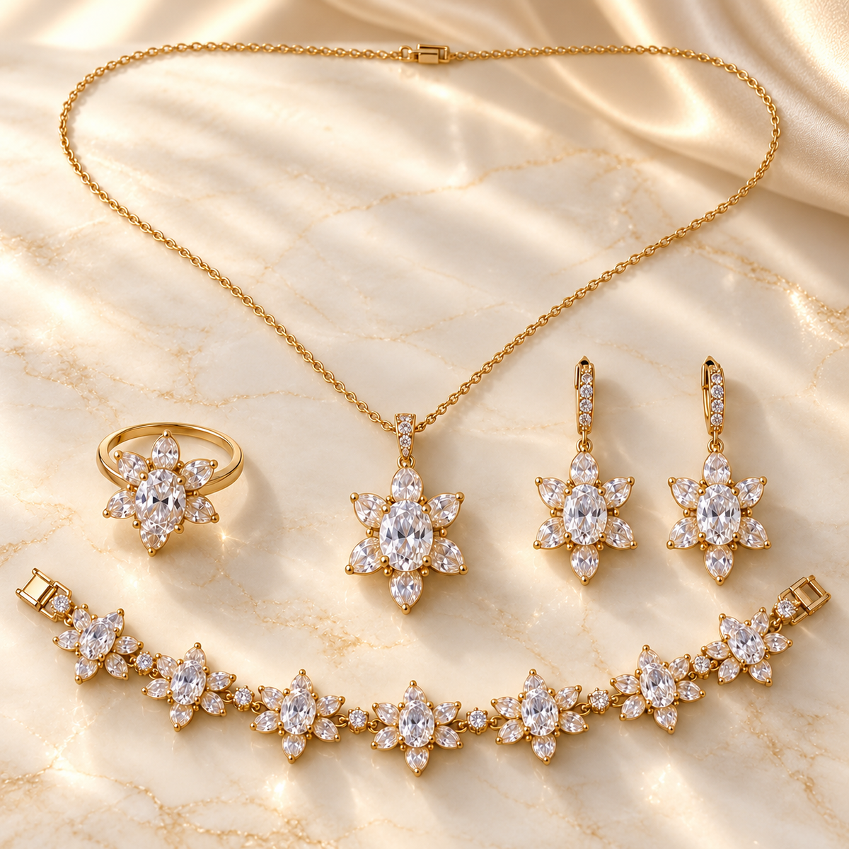 Succrealpu® Imperial Bloom four-piece jewelry set