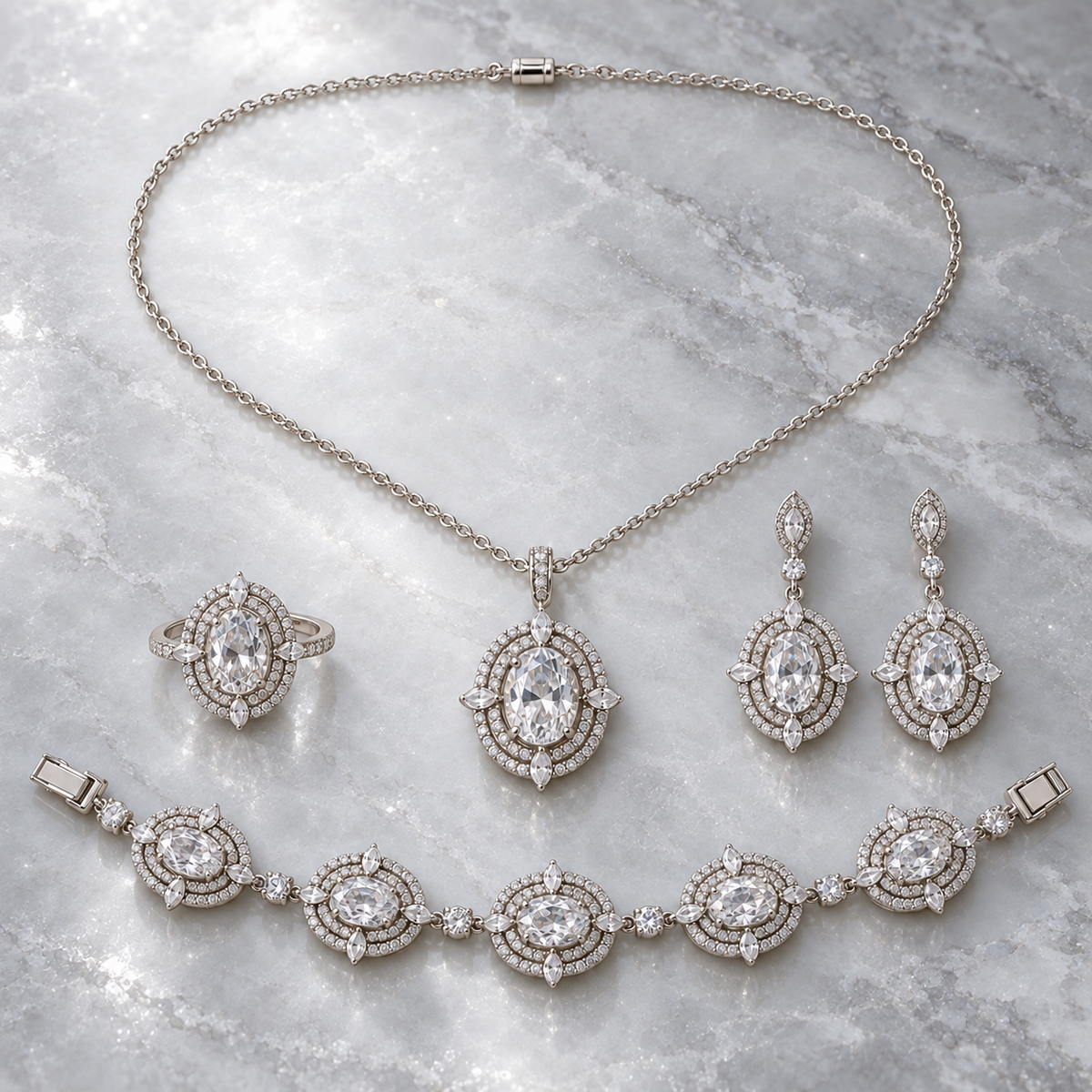 Succrealpu® Versailles Halo four-piece jewelry set