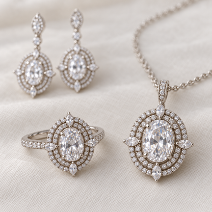 Versailles Halo matching ring and pendant setting detail
